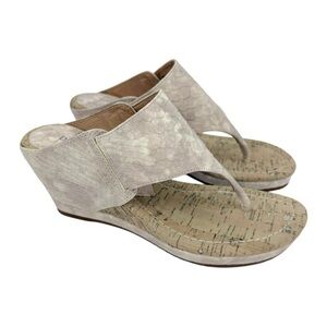 Donald J. Pliner Malone Leather Wedge Thong Sandals Size 5.5